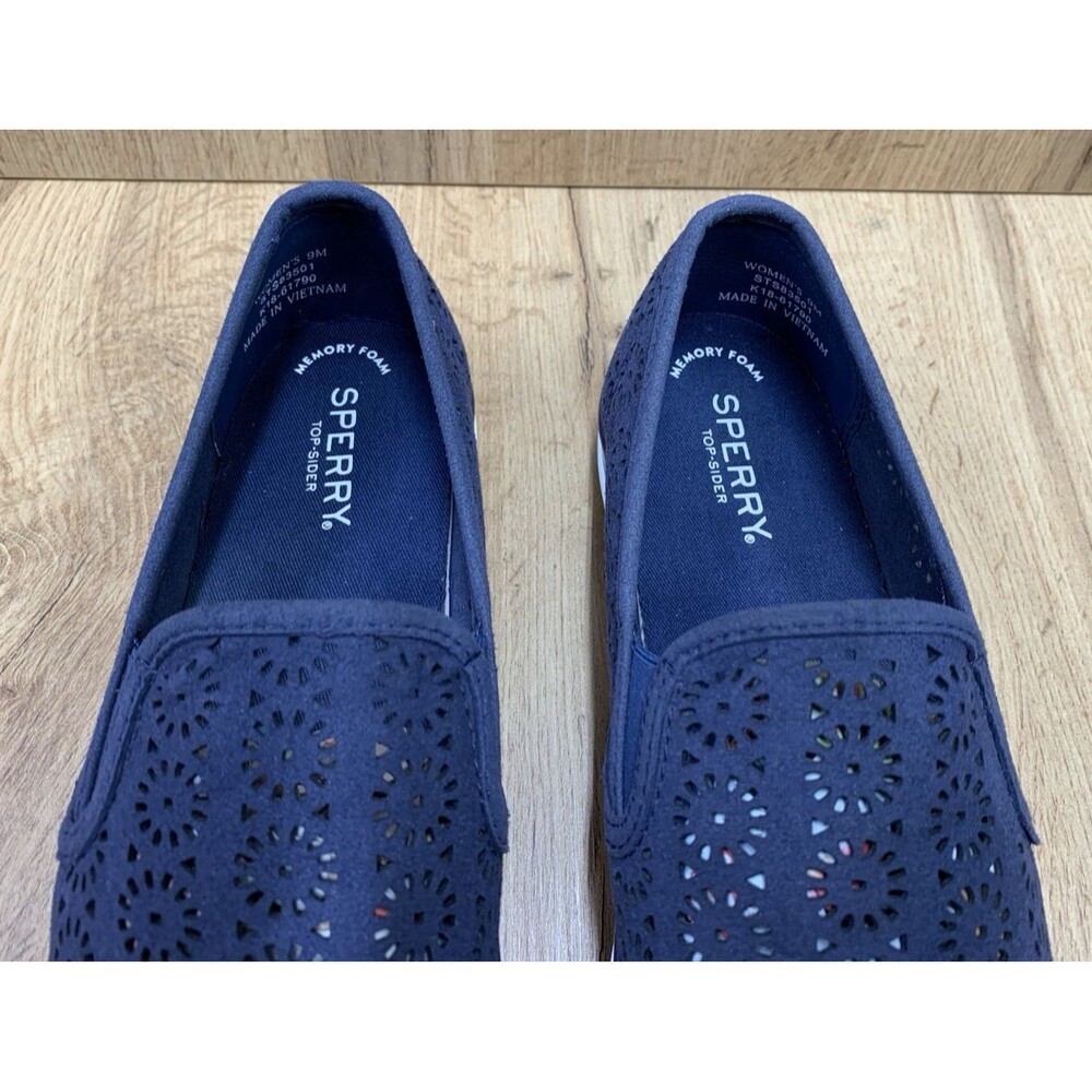 Sperry Slip On Shoes Womens 9 M  Navy Perforated Memory Foam Casual Flats - Picture 8 of 12